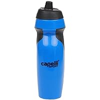 Capelli Sport Sports Water Bottle, Plastic Squeeze Water Bottle with Easy Open Nozzle and Grip Panels, Blue, 18.5oz