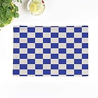 Set of 4 Placemats Checkboard Blue and White Pattern Chess Checker Bright Checkerboard 12.5x17 Inch Non-Slip Washable Place Mats for Dinner Parties Decor Kitchen Table