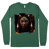 Goddess Long Sleeve T-Shirt - Witch Face T-Shirt - Printed Long Sleeve Tee Shirt