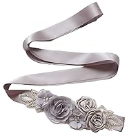 Lauthen.S Sash Belt with Flowers Pearls Rhinestone for Wedding Bride/Baby Shower Dress