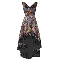 YINGJIABride Woman's High Low Camo and Lace Bridesmaid Dresses Wedding Guest Dress