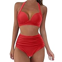 Womens Triangle Top Strapless Bandeau Micro Bikini Two Pieces Modest Top Thong Swimsuit Bathing Suit Swimwear