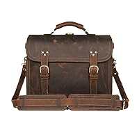 Man Crazy Horse Genuine Leather Briefcase Fit 17