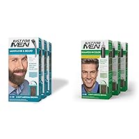 Just For Men Mustache & Beard, Beard Dye with Brush Included- Light-Medium Brown, M-30, Pack of 3 & Shampoo-In Color (Formerly Original Formula), Light-Medium Brown, H-30, Pack of 3