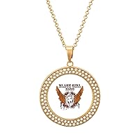 Black Girl Magic Round Diamond Necklace Fashion Pendant Jewelry Gift for Men Women