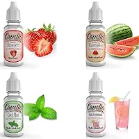 Capella Flavor Drops, 4 Pack Assortment Bundle - Sweet Strawberry, Sweet Watermelon, Pink Lemonade, Cool Mint