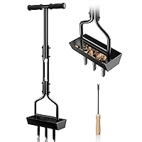 EEIEER Lawn Aerator Coring Tool, Manual Aerator Lawn Tool with Soil Storage Basket, 3 Core Tines Yard Aeration Tools with Cleaning Tool, Plug Aerator for Compacted Soil & Lawn Care