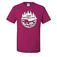 White Camp Crystal Lake Retro NJ 80s Horror Movie Jason Pop Culture Graphic Mens T-Shirts
