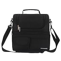Dual Compartment Insulated Cooler Bag Waterproof Leakproof Lunch Bag Box with Shoulder Strap for Picnic Beach Travel Work Office