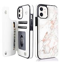 uCOLOR Flip Leather Wallet Case for iPhone 11 6.1 inch Protective Case for Girls with Card Holder Kickstand -Rose Gold Marble Design Compatible with iPhone 11 2019 Release
