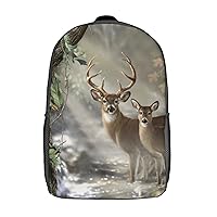 Real Tree Camouflage Deer 17 Inches Unisex Laptop Backpack Lightweight Shoulder Bag Travel Daypack