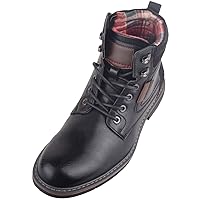 Mens Smooth Faux Leather Lace Up Smart Casual Chelsea Ankle Boots with Checked Lining