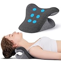 Fit Geno Neck Stretcher Cervical Traction for Pain Relief, Ergonomic Cervical Neck Traction Pillow for Spine Alignment, Chiropractic Neck and Shoulder Relaxer for Migraine Muscle Tension (Blue 1)