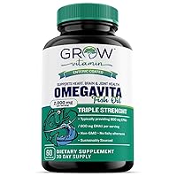 Omega-3 Fish Oil: Heart, Brain, and Joint Support | 2000MG Fish Oil Omega-3 | 800 mg EPA 600 mg DHA - Natural Lemon Flavor, Enteric-Coated, Sustainably Sourced - 30 Day Supply
