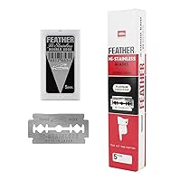 Feather Double Edge Safety Razor Blades - (50 Count) - Platinum Coated Hi-Stainless Steel Razor Blades - Fits Most Safety Razors - Super Sharp for Close Shaves - Made in Japan