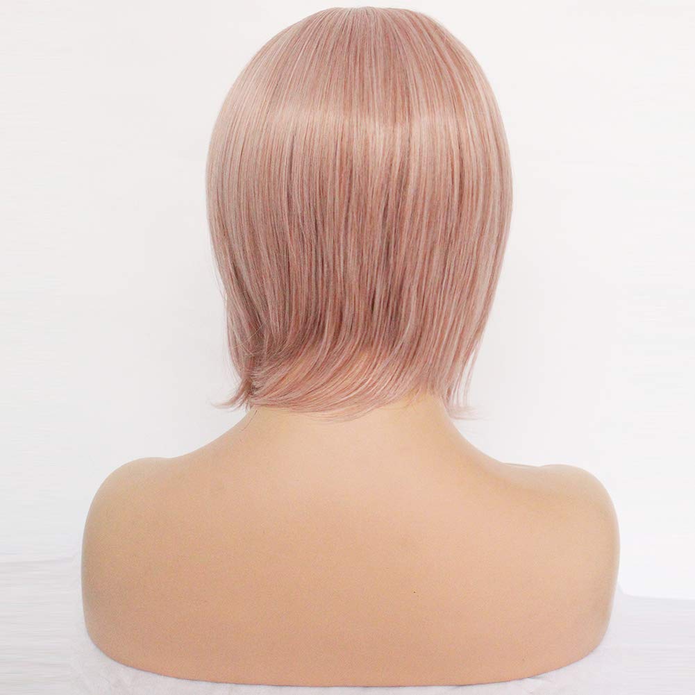 ANOGOL Hair Cap+ ( 2 Bears ) Light Pink Junko Enoshima Cosplay Wig Long Synthetic Wig For Girls Costume Party Halloween Christamas Wig With Hair Accessory