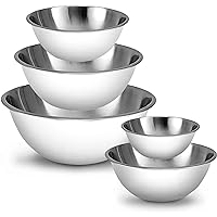 WHYSKO Meal Prep Stainless Steel Mixing Bowls Set, Home, Refrigerator, and Kitchen Food Storage Organizers | Ecofriendly, Reusable, Heavy Duty (White)