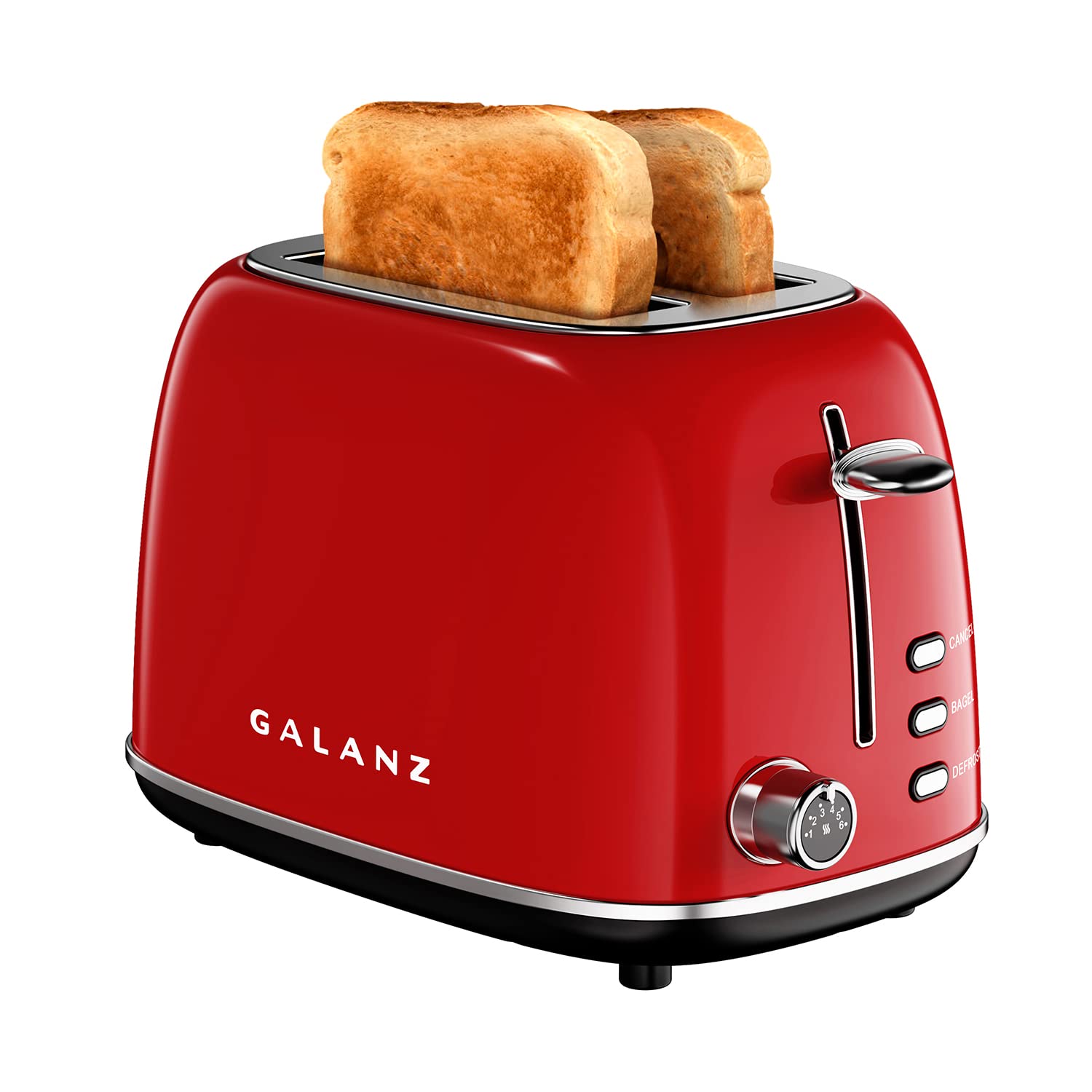 Galanz GLR12TRDEFR Refrigerator, Retro Red, 12.0 Cu Ft & 2-Slice Toaster, 1.5