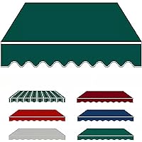 Manual Retractable Patio Awning Top Replacement Fabric (Fabric Only) Sun Shade Awning Cover Waterproof Polyester Canopy Cloth for Window Door Market Shop Restaurant Cafe(Size:8x16ft,Color:Green)