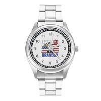 Let's Go Brandon Bald Eagle Flag Men's Quartz Watch Stainless Steel Wrist Watch Classic Casual Watch for Women