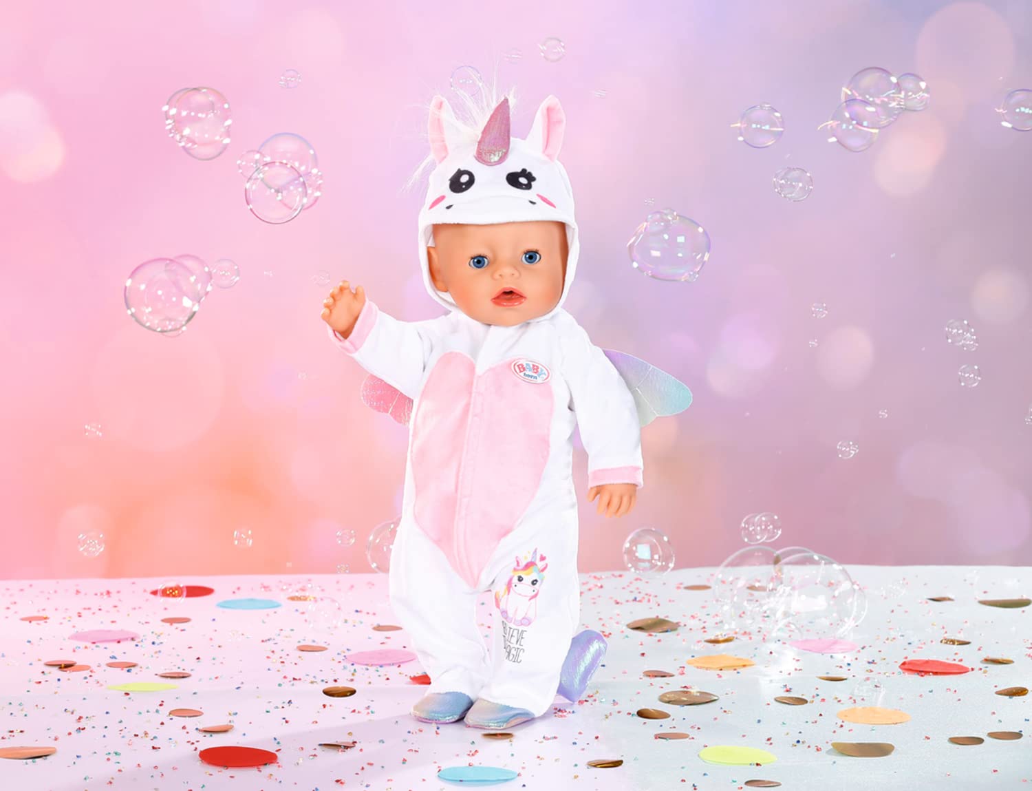Baby Born 832936 Unicorn Onesie-Fits Dolls up to 43cm-Set Includes All-in-one Onise with Hanger-Suitable for Children Aged 3+ years-832936