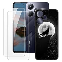 Infinix Hot 30 Play X6835 Case + 2PCS Screen Protector Tempered Glass, Ultra Thin Bumper Shockproof Soft TPU Silicone Cover for Infinix Hot 30 Play NFC (6.82”)
