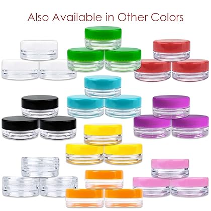 (Quantity: 100pcs) Beauticom 3G/3ML Round Clear Jars with Screw Cap Lids for Powdered Eyeshadow, Cosmetic Samples