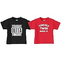 Two Year Old 2nd Birthday Straight Outta Timeout/Terrible Twos T-Shirt Combo