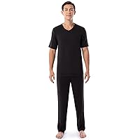 Fruit of the Loom Men's 360 Stretch Short Sleeve V-Neck Top and Pant Sleep Pajama Set