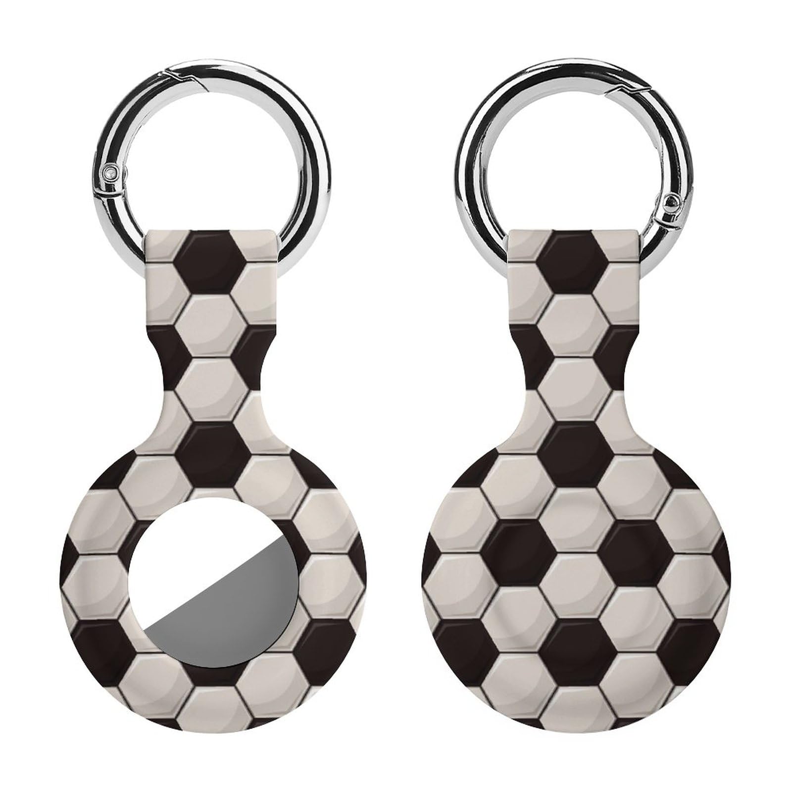 Football Soccer Design Soft Silicone Case for AirTag Holder Protective Cover with Keychain Key Ring Accessories