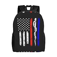Red Stripe Firefighter USA Flag Printed Backpack Lightweight Laptop Bag Casual Daypack for Office Outdoor Travel
