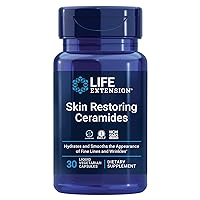 Life Extension Skin Restoring Ceramides - Promotes Hydration & Encourages Healthy Ceramide Levels in Skin - Once-Daily Oral Supplement - Non-GMO, Gluten-Free – 30 Liquid Vegetarian Capsules