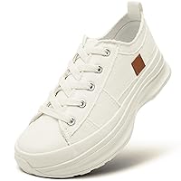 ZGR Womens Low Top Platform Sneakers,White Canvas Sneakers,Casual Platform Tennis Shoes