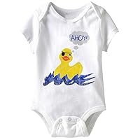 Rubber Duckie Ahoy Funny Romper Infant White Baby Creeper