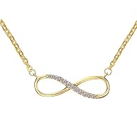 Luxury Golden Stainless Steel Endless Love Infinity Pendant Necklace for Women Ladies, 18 Inch