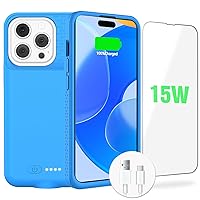 GIN FOXI Battery Case for iPhone 15 Pro Max/15 Plus, 15W Fast Charging Real 8000mAh Ultra-Slim Battery Charging Case Rechargeable Anti-Fall Protection Extended Charger for iPhone 15ProMax&15Plus(6.7