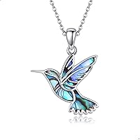 Hummingbird Necklaces Abalone Shell 925 Sterling Silver Humming Bird Pendant Necklace Hummingbird Jewelry Gifts for Women Girls Mom Hummingbirds Lovers