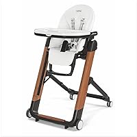 Peg Perego Siesta, Grow with Baby Folding High Chair & Recliner, Height Adjustable, Quick Clean & Easy Push Wheels for Babies & Toddlers, Made in Italy, Ambiance Brown (White)