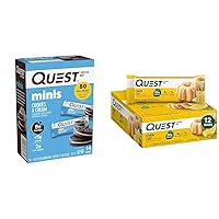 Quest Nutrition Mini Cookies & Cream Protein Bars, High Protein, Low Carb, Keto Friendly, 14 Count & Lemon Cake Protein Bars, High Protein, Low Carb, Gluten Free, Keto Friendly, 12 Count (Pack of 1)