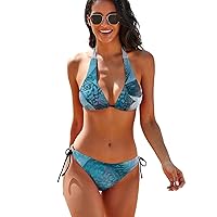 Swimwear for Teens Sexy Life Blue Two Piece Wrap Sea Adjustable Tie String