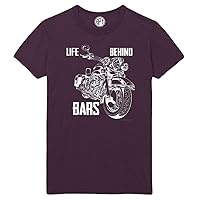 Life Behind Bars Motorcycle Printed T-Shirt - Eggplant - LT