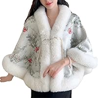 Faux Fur Women Thick Warm Knit Cardigan Party Shawl Coat Lady Winter Wraps