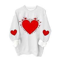 2024 Valentine's Day Long Sleeve Shirts Women Cute Heart Tops Casual Loose Fit T-Shirts Holiday Trendy Dressy Blouses