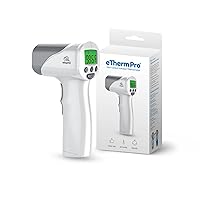Elepho eTherm Pro Medical Quality Non-Contact IR Forehead Thermometer for Family or Office Use. Instant Body, Object, or Liquid Readings. Large LCD Display. 32 Memory Readings