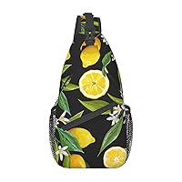 Sling Backpack,Travel Hiking Daypack Citrus Fruit Pattern Print Rope Crossbody Shoulder Bag