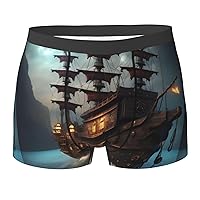 fantasy pirate ship Print Men's Boxer Briefs Underwear Trunks Stretch Athletic Underwear for Moisture Wicking