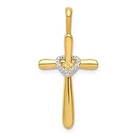 14K White Gold 1/10ct. Diamond Cross with Heart Pendant
