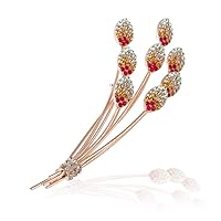 FAIRY COUPLE Golden Plated Tulip Flower with Clear Orange Pink Clear Austrian Crystal Brooches and Pins Jewelry Gift BR527