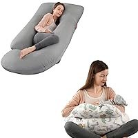BATTOP Pregnancy Pillow for Sleeping with Nursing Pillow for Breastfeeding,More Support for Mom and Baby