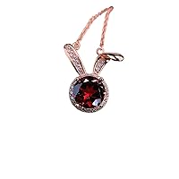925 Sterling Silver Garnet Pendants Jewelry Necklaces for Women Commemorative Gift 8MM Gemstone